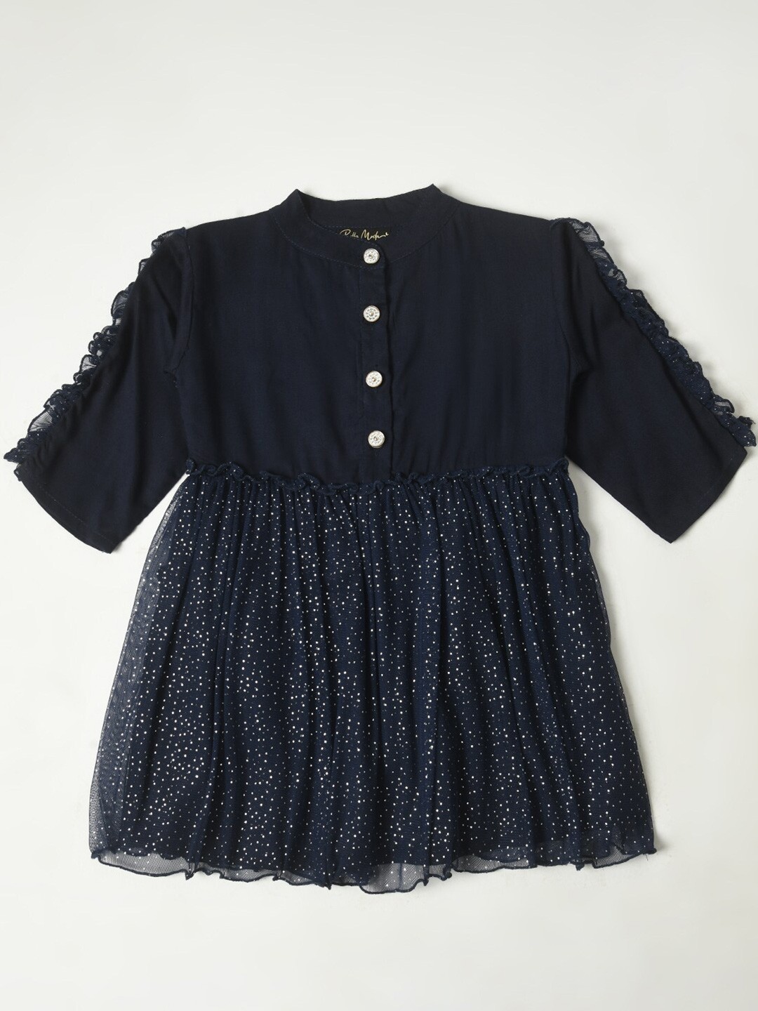 

Bella Moda Print Satin Fit & Flare Dress, Navy blue