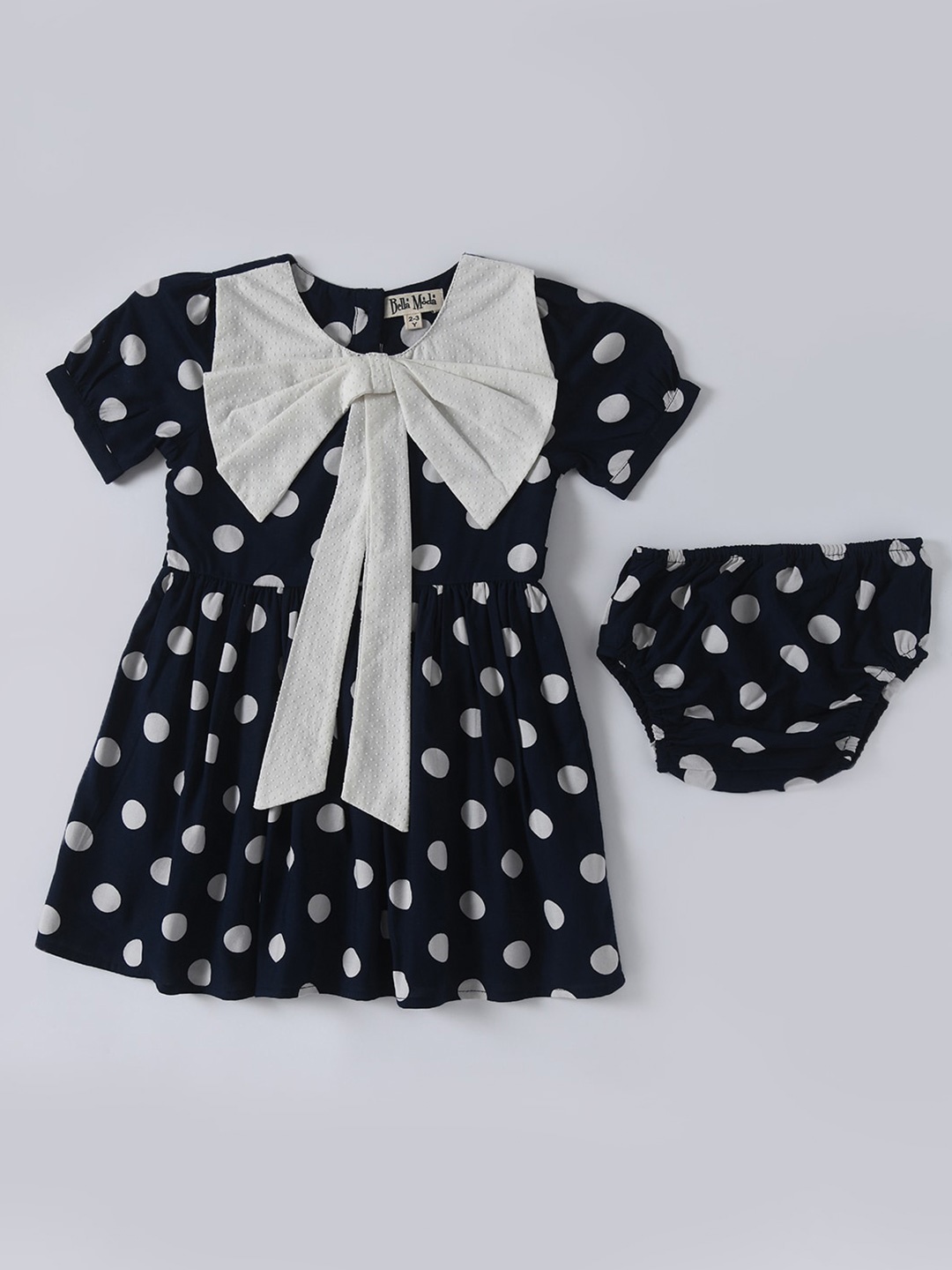 

Bella Moda Polka Dot Print Fit & Flare Dress, Navy blue