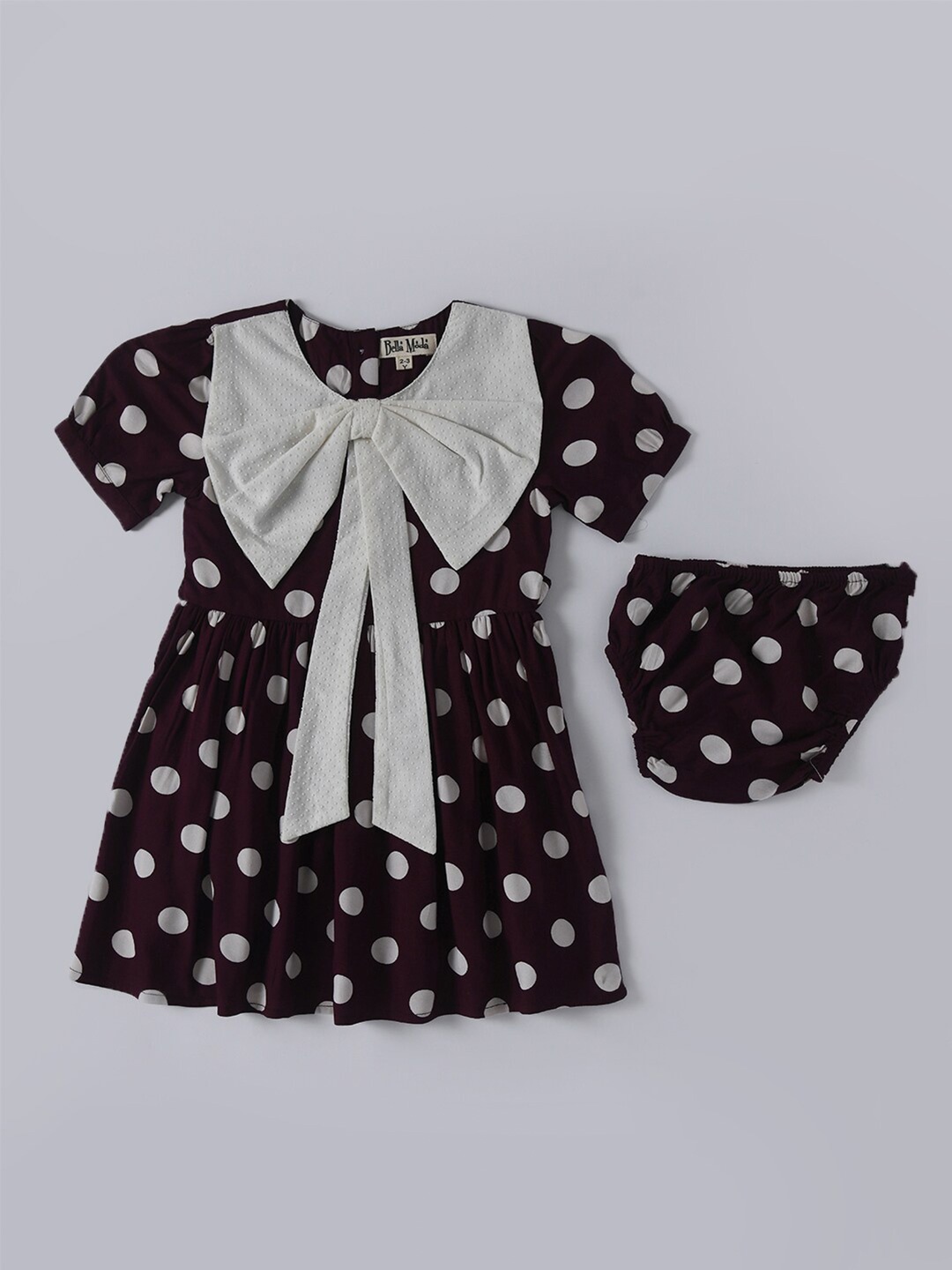 

Bella Moda Polka Dot Print Flared Sleeve Fit & Flare Dress, Maroon