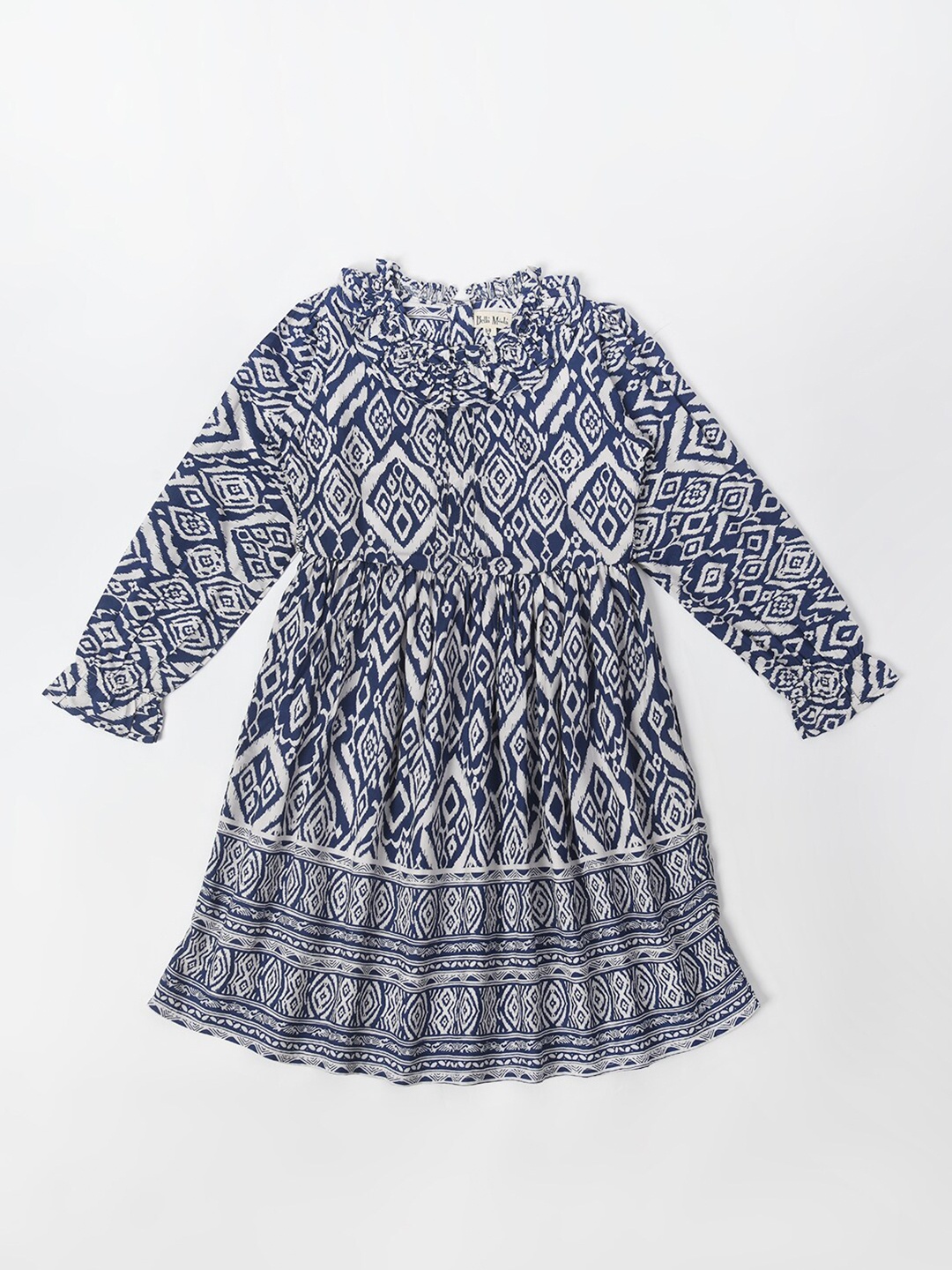 

Bella Moda Ethnic Motifs Print Fit & Flare Dress, Navy blue