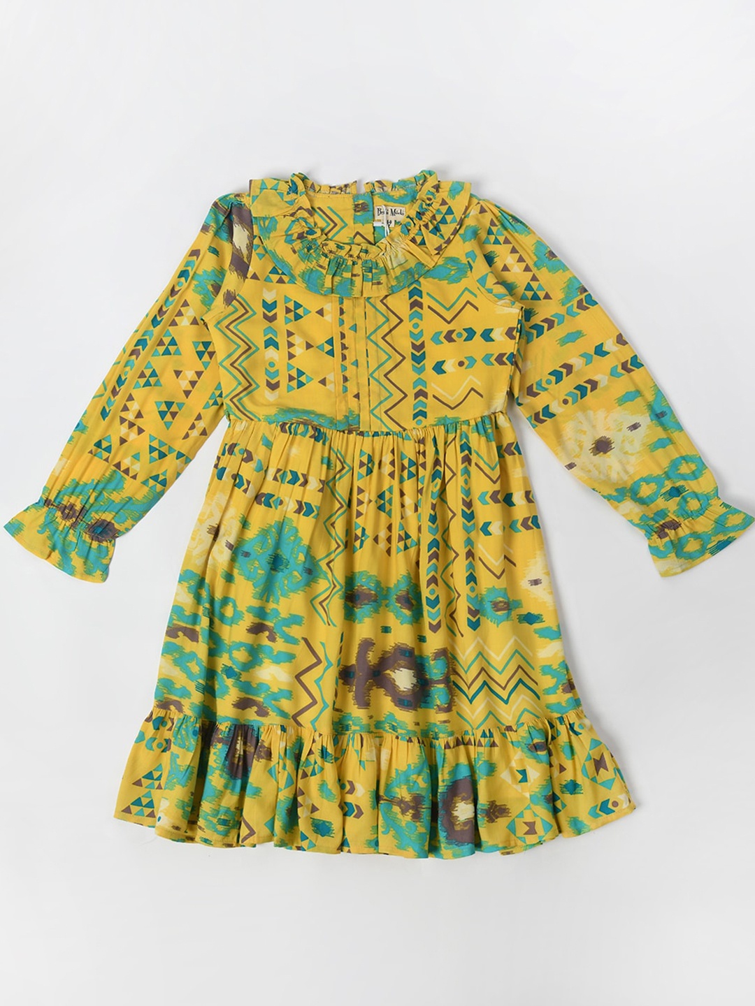 

Bella Moda Floral Print Puff Sleeve A-Line Dress, Yellow