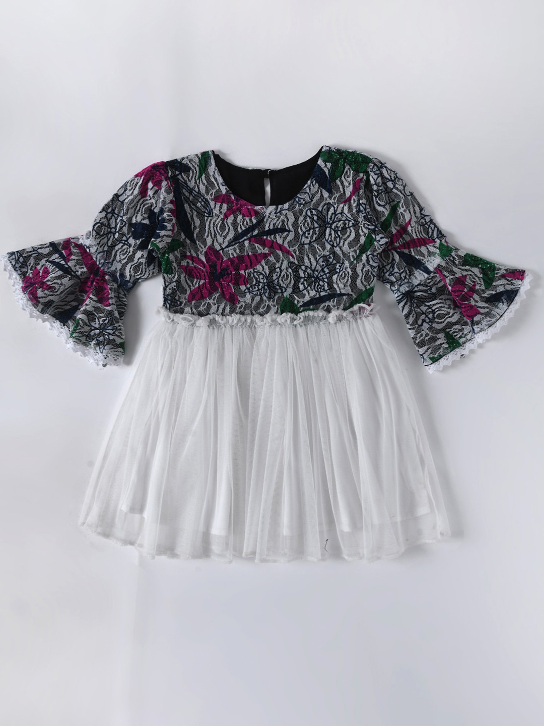 

Bella Moda Floral Flared Sleeve Satin Fit & Flare Dress, White