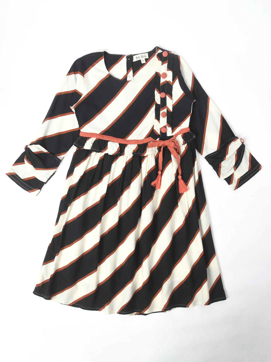 

Bella Moda Striped Fit & Flare Dress, Black