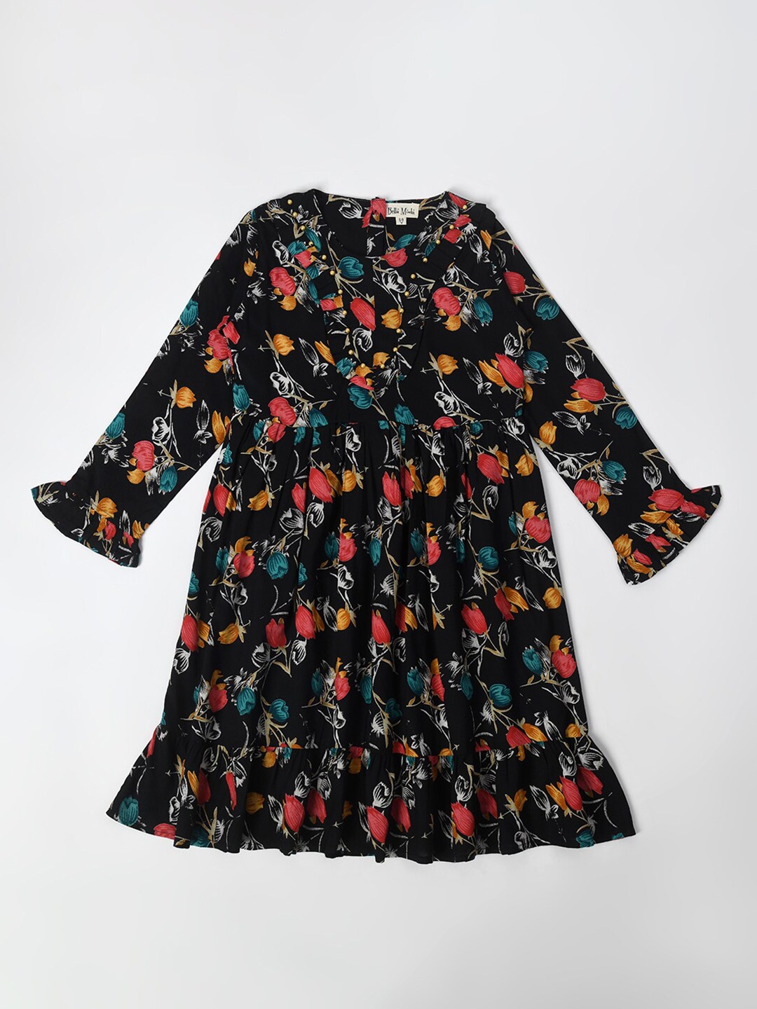 

Bella Moda Floral Print Empire Dress, Black