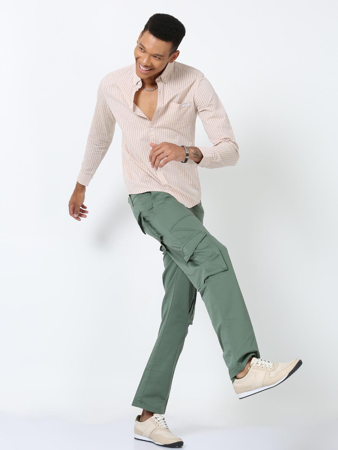 

FLY 69 Men Premium Slim Fit Opaque Casual Shirt, Cream