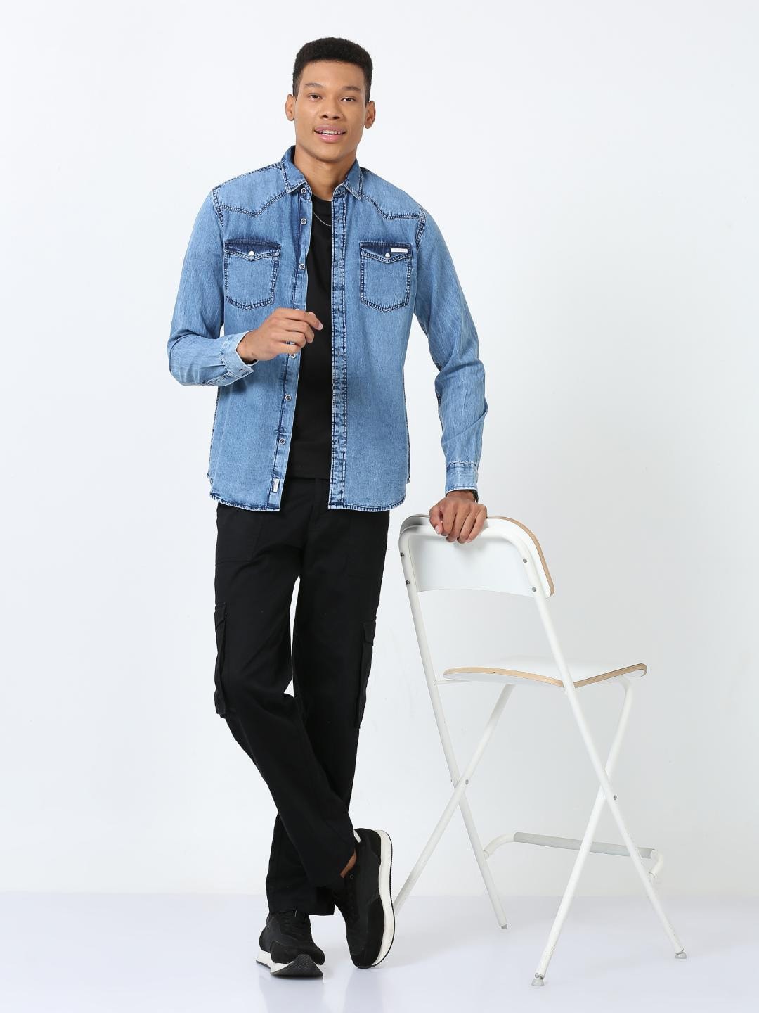 

FLY 69 Men Premium Slim Fit Opaque Casual Shirt, Blue