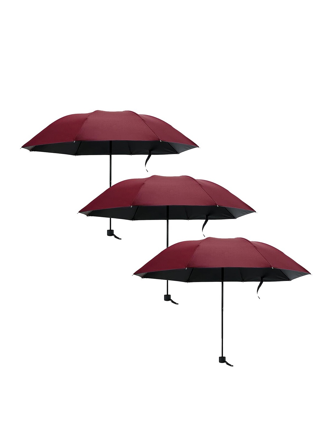 

Kuber Industries Pack Of 3 Manual Three Fold Umbrellas, Red