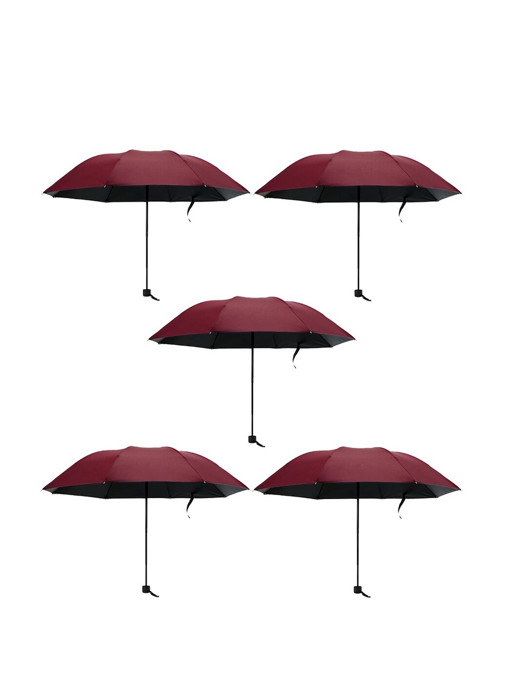 

Kuber Industries Set Of 5 Manual 3 Fold Umbrellas, Red