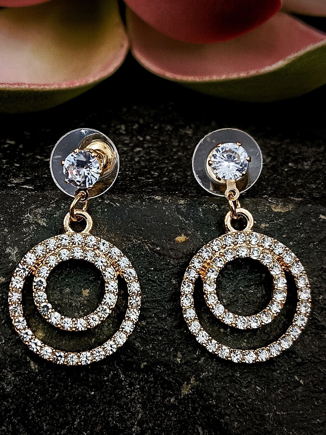 

Manikya Contemporary Drop Earrings, Gold