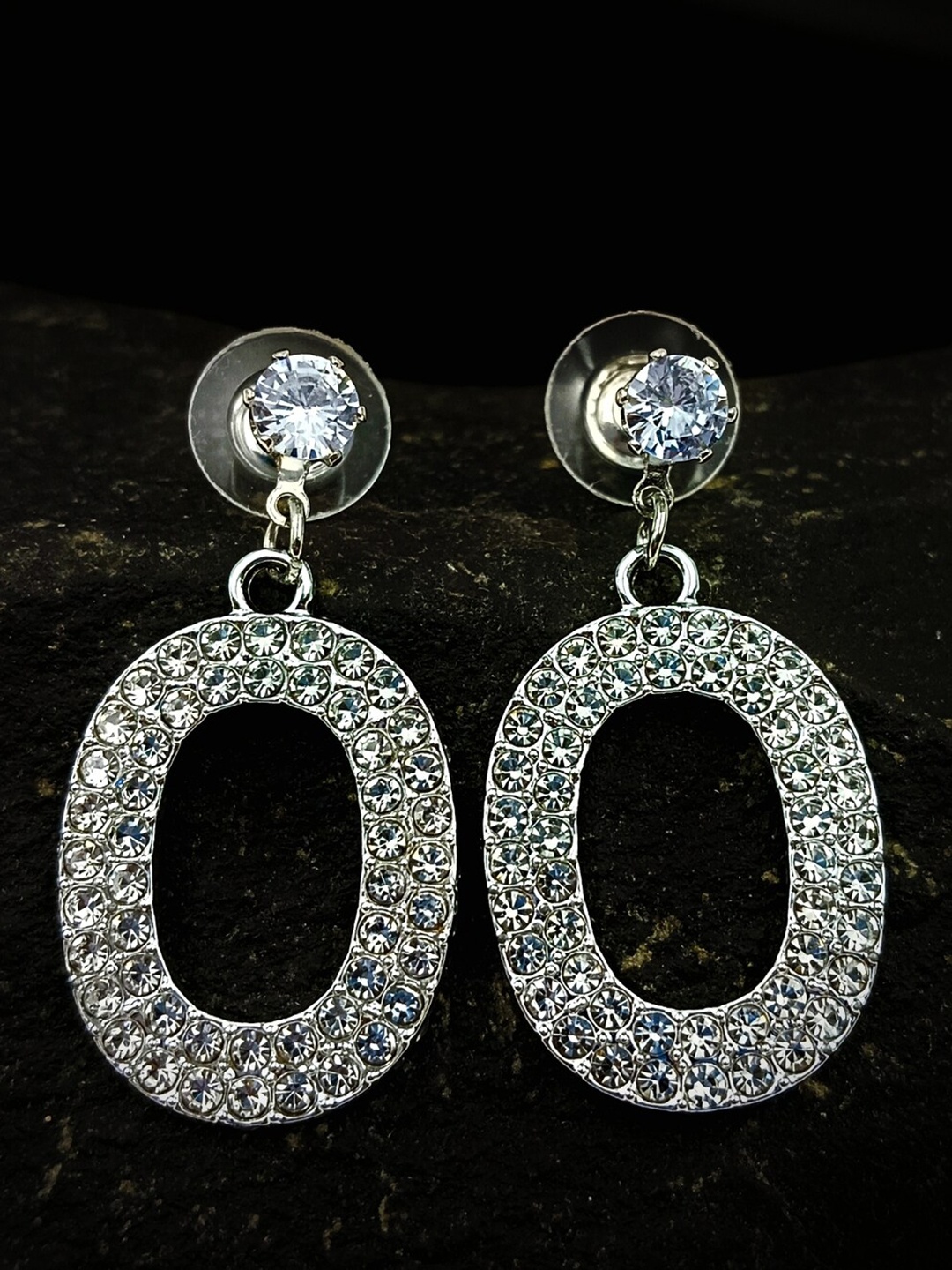 

Manikya Contemporary Drop Earrings, Silver