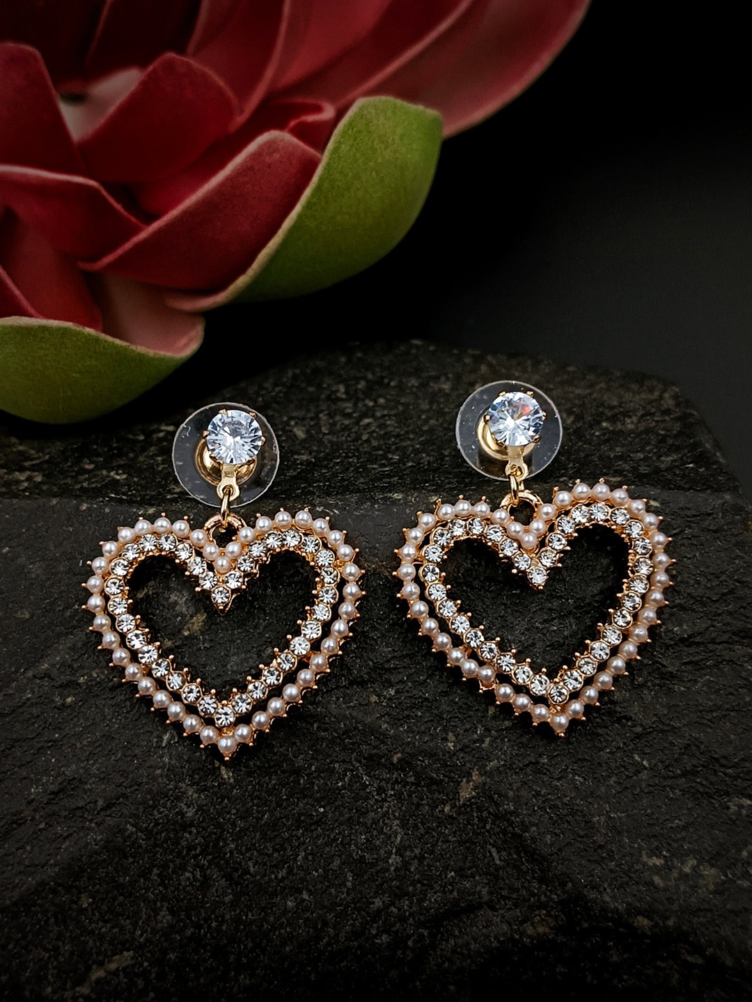 

Manikya Contemporary Drop Earrings, Gold