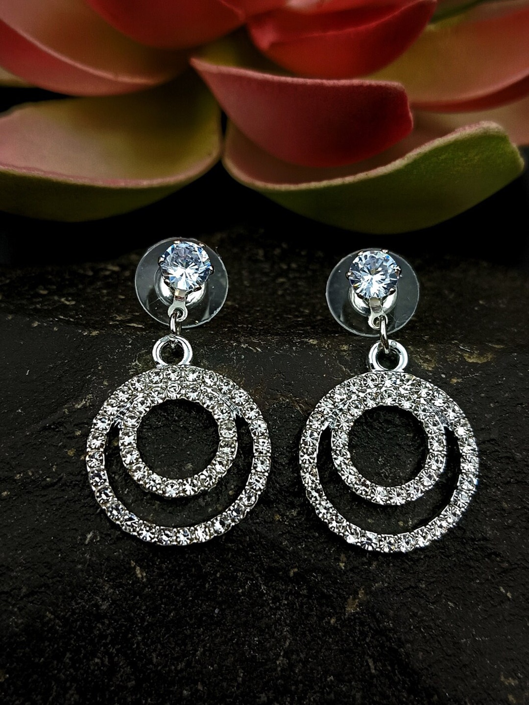 

Manikya Contemporary Drop Earrings, Silver