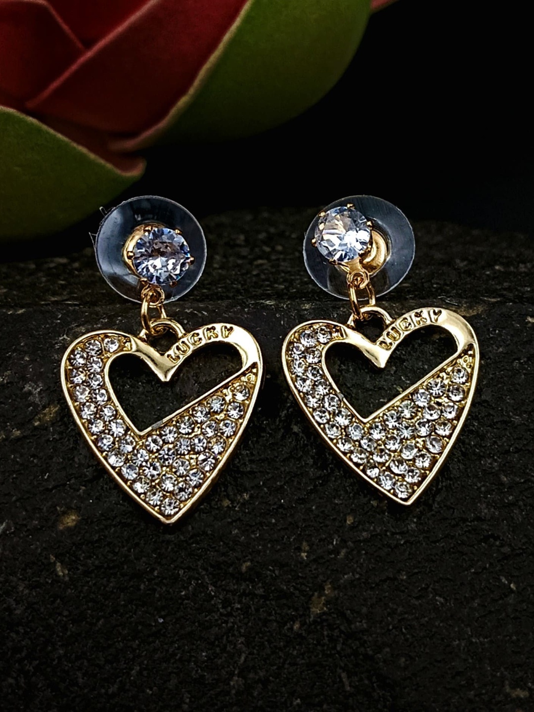

Manikya Contemporary Drop Earrings, Gold