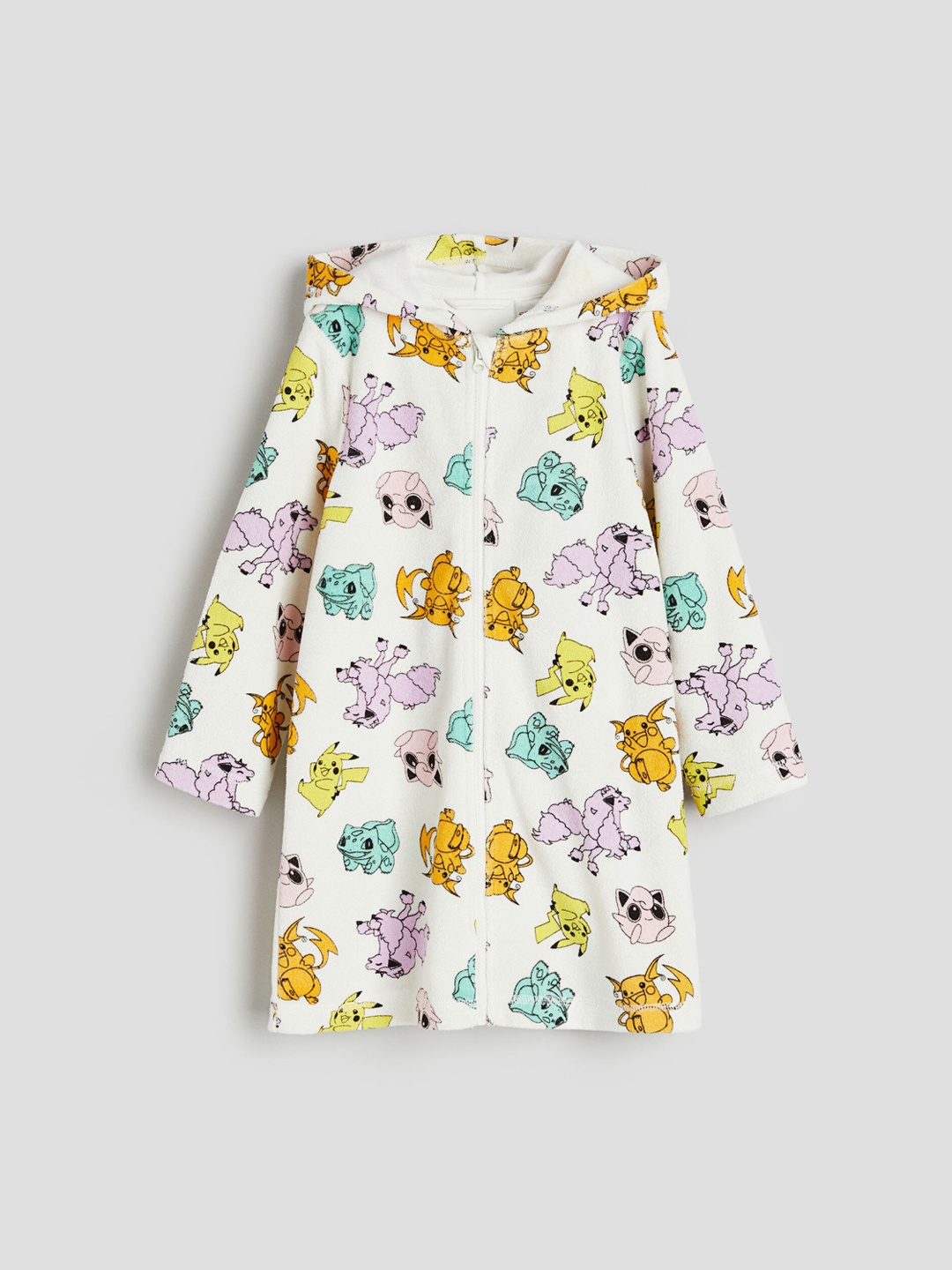 

H&M Girls Print-Motif Terry Dressing Gown, White