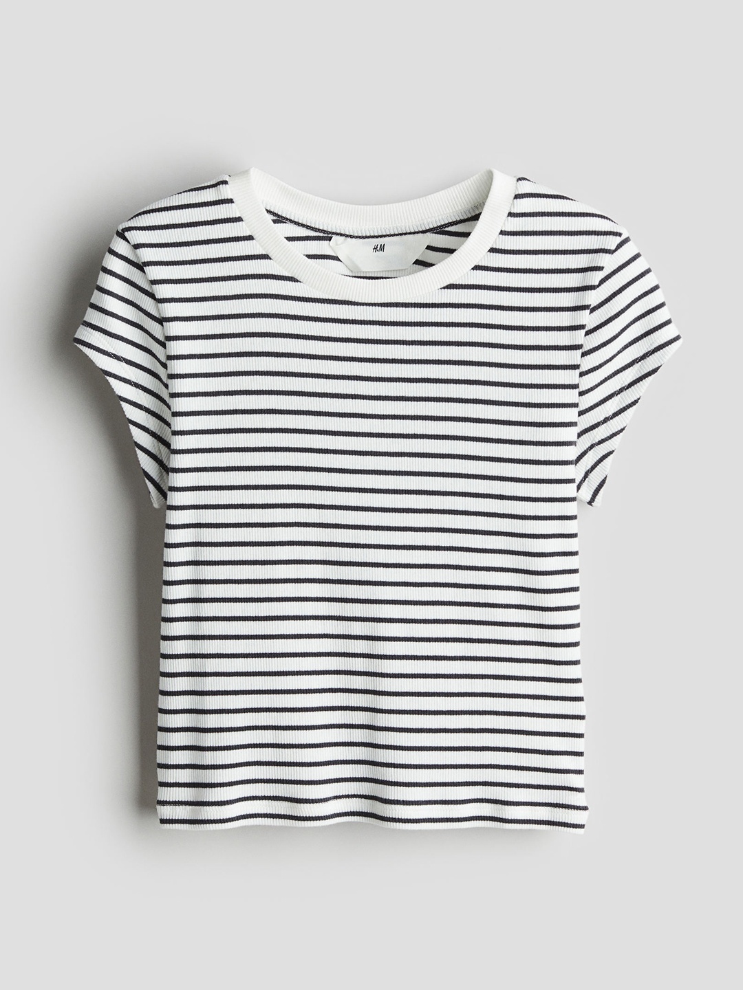 

H&M Girls Ribbed T-shirt, White