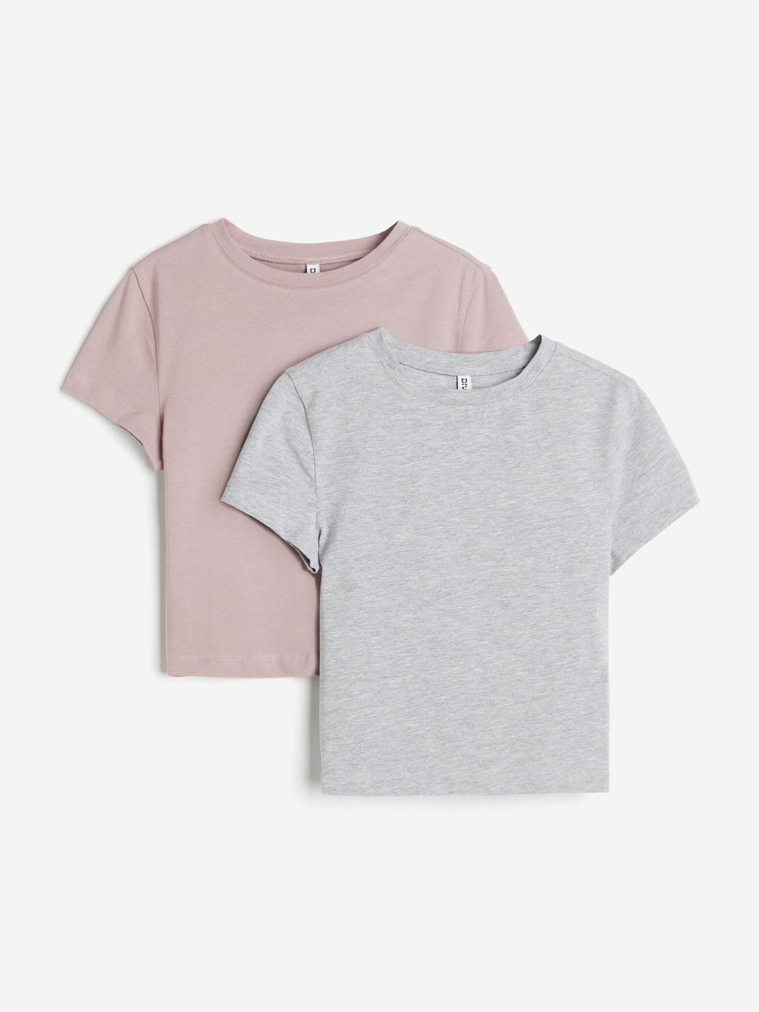 

H&M Women 2-Pack Cropped T-shirts, Grey
