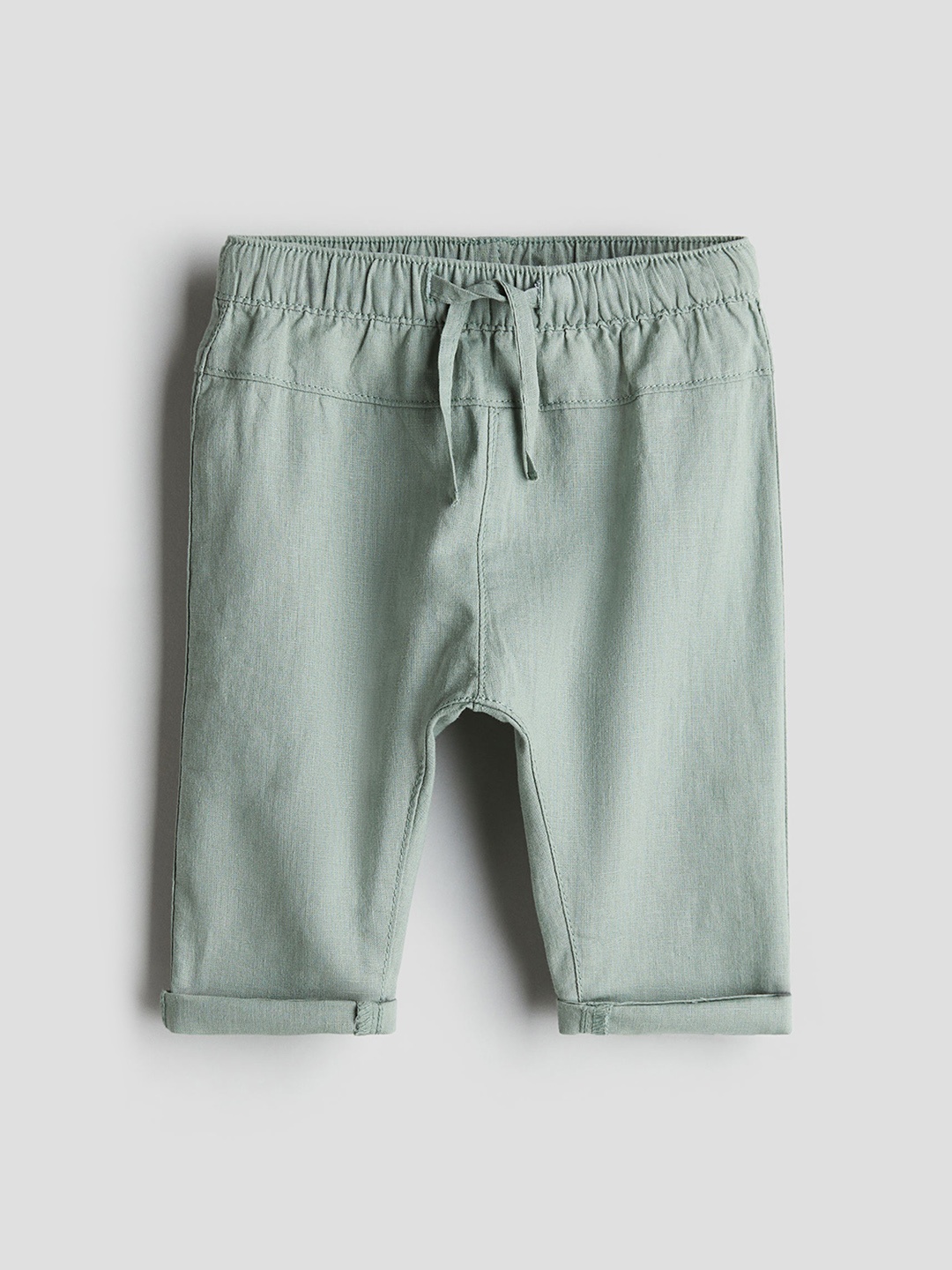 

H&M Infants Boys Linen-Blend Trousers, Green