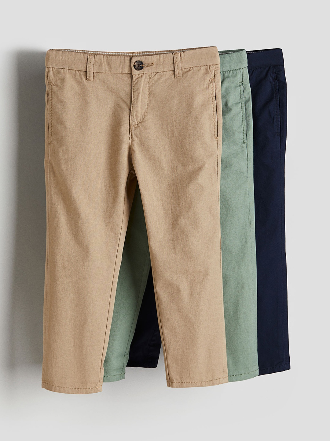 

H&M Boys 3-Pack Cotton Twill Chinos, Beige