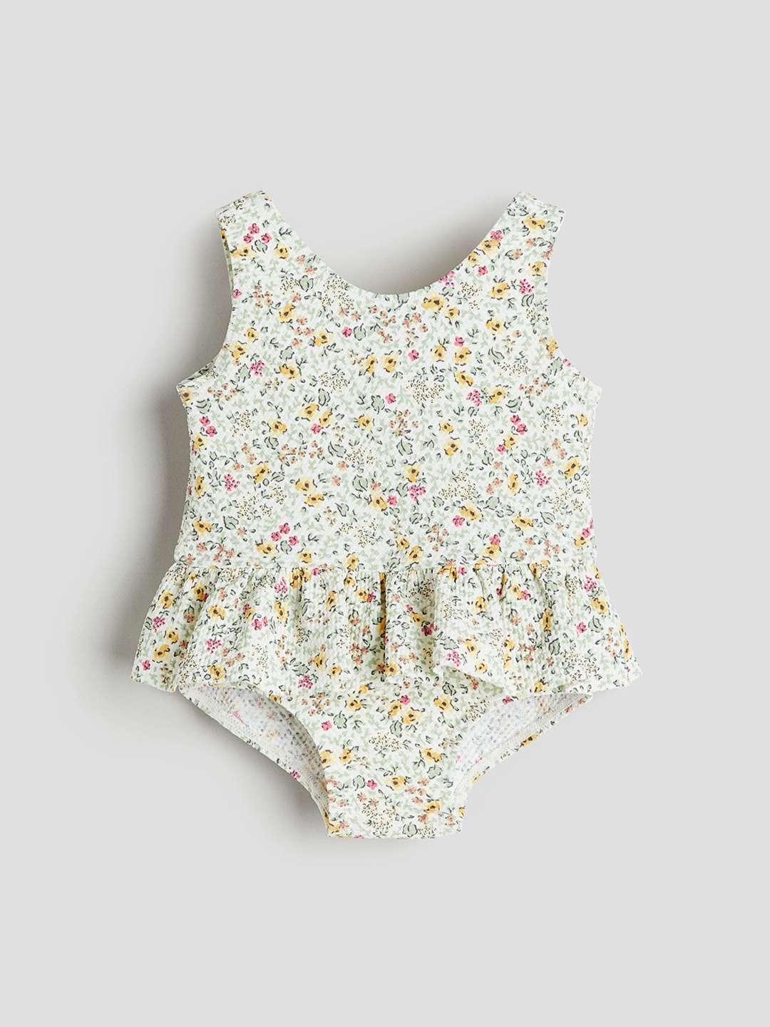 

H&M Girls Floral-Patterned Swimsuit, White