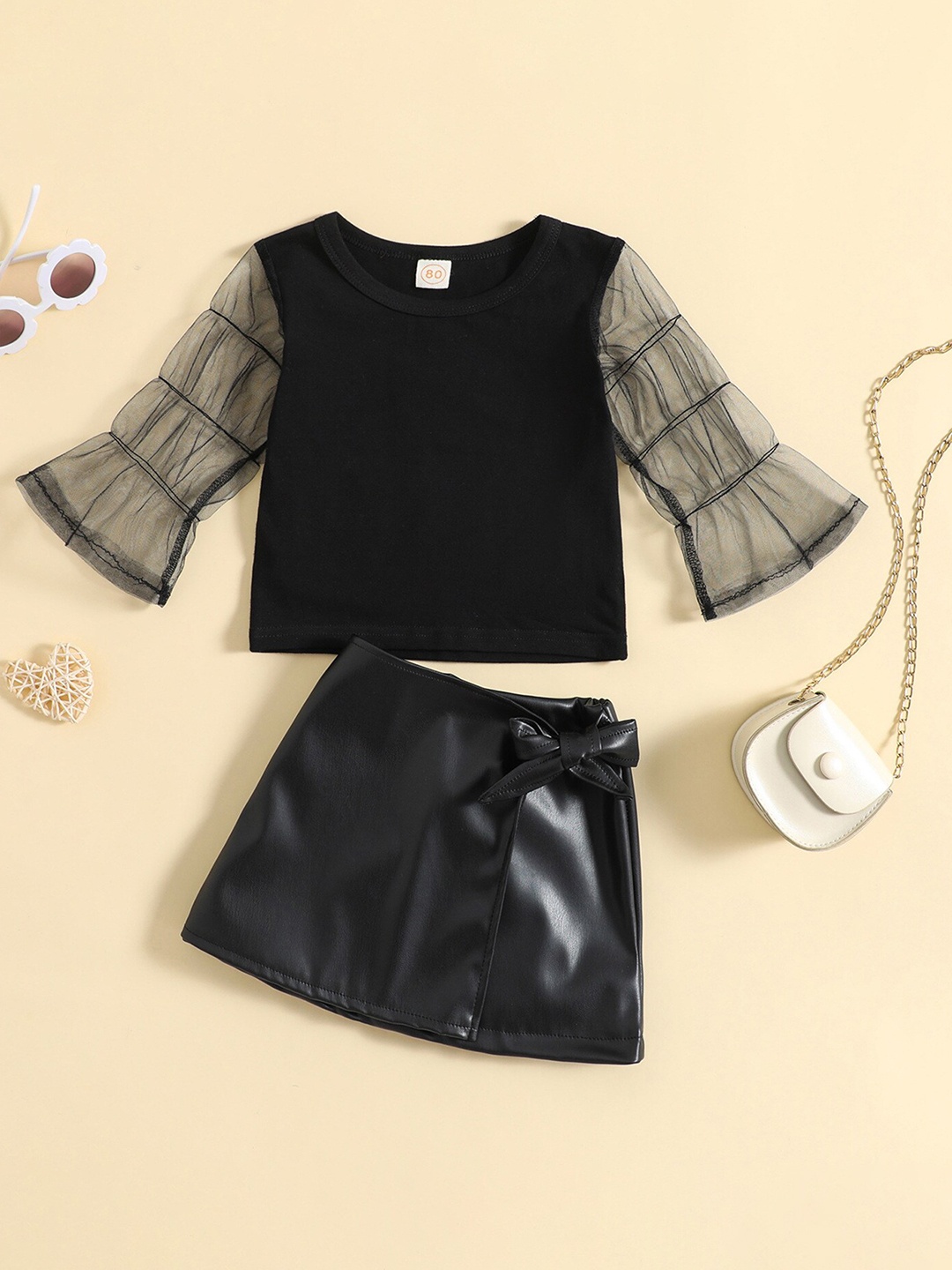 

INCLUD Girls Top with Skirt, Black