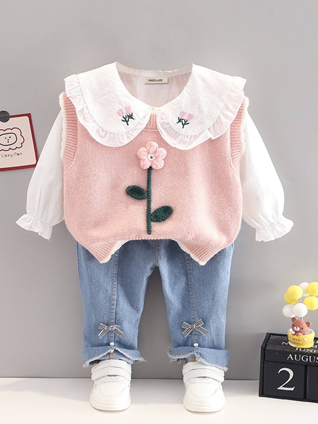 

INCLUD Girls T-shirt with Trousers, Pink