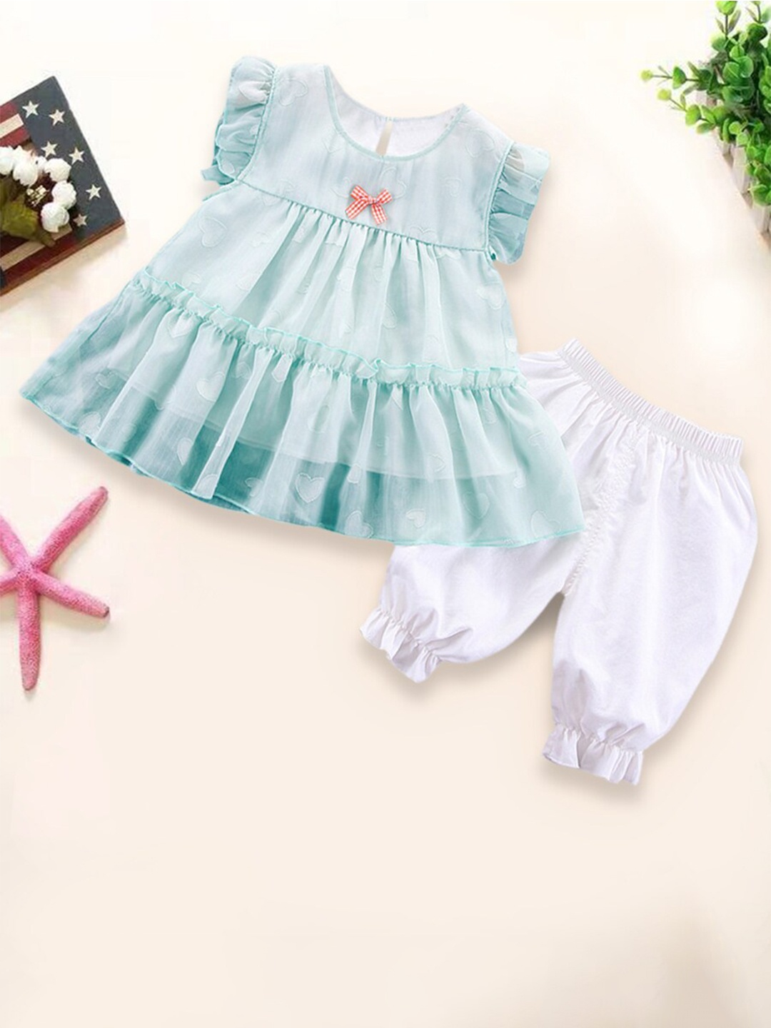 

INCLUD Girls Tiered Top with Shorts Set, Blue