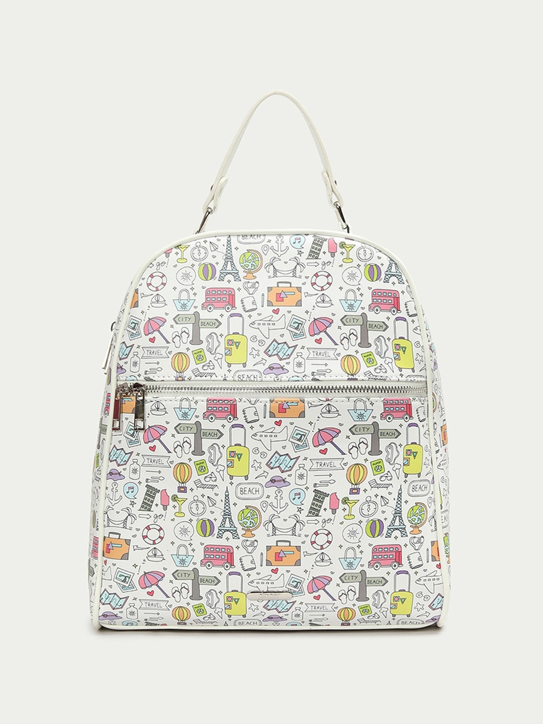

Ginger by Lifestyle Women Graphic Printed Backpack, White