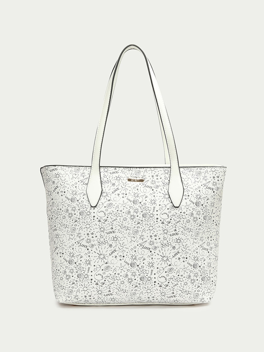 

Ginger by Lifestyle Floral PU Oversized Shopper Shoulder Bag with Cut Work, White
