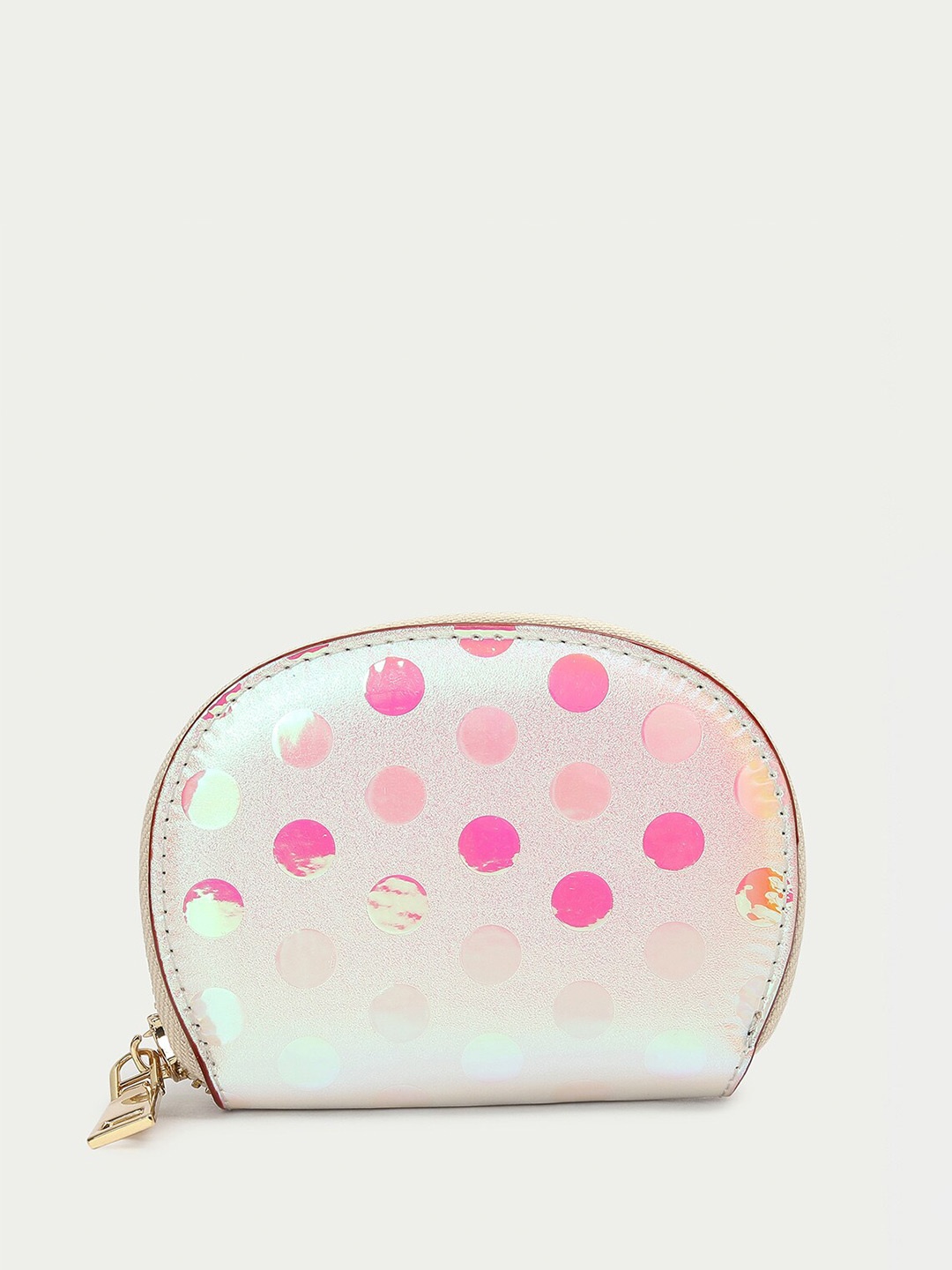

Ginger by Lifestyle Women Geometric Zip Detail PU Zip Around Wallet, White