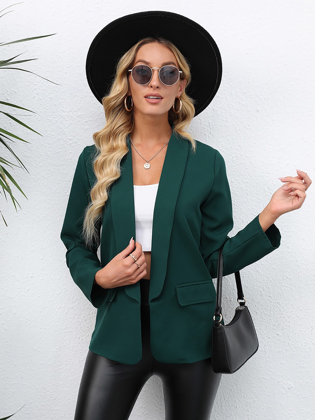 

StyleCast Women Crop Open Front Jacket, Green