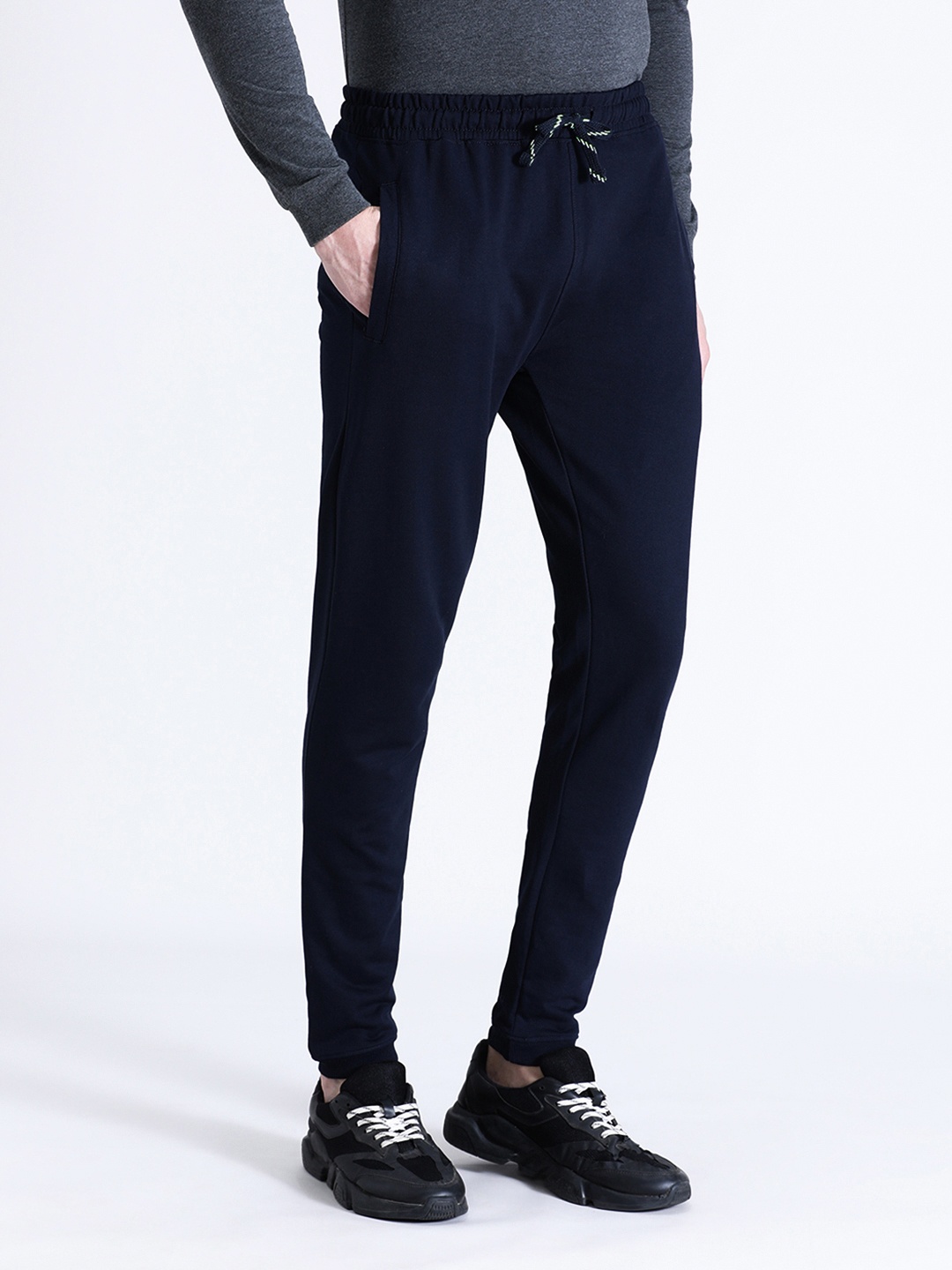 

Crocodile Men Cotton Mid Rise Joggers, Navy blue