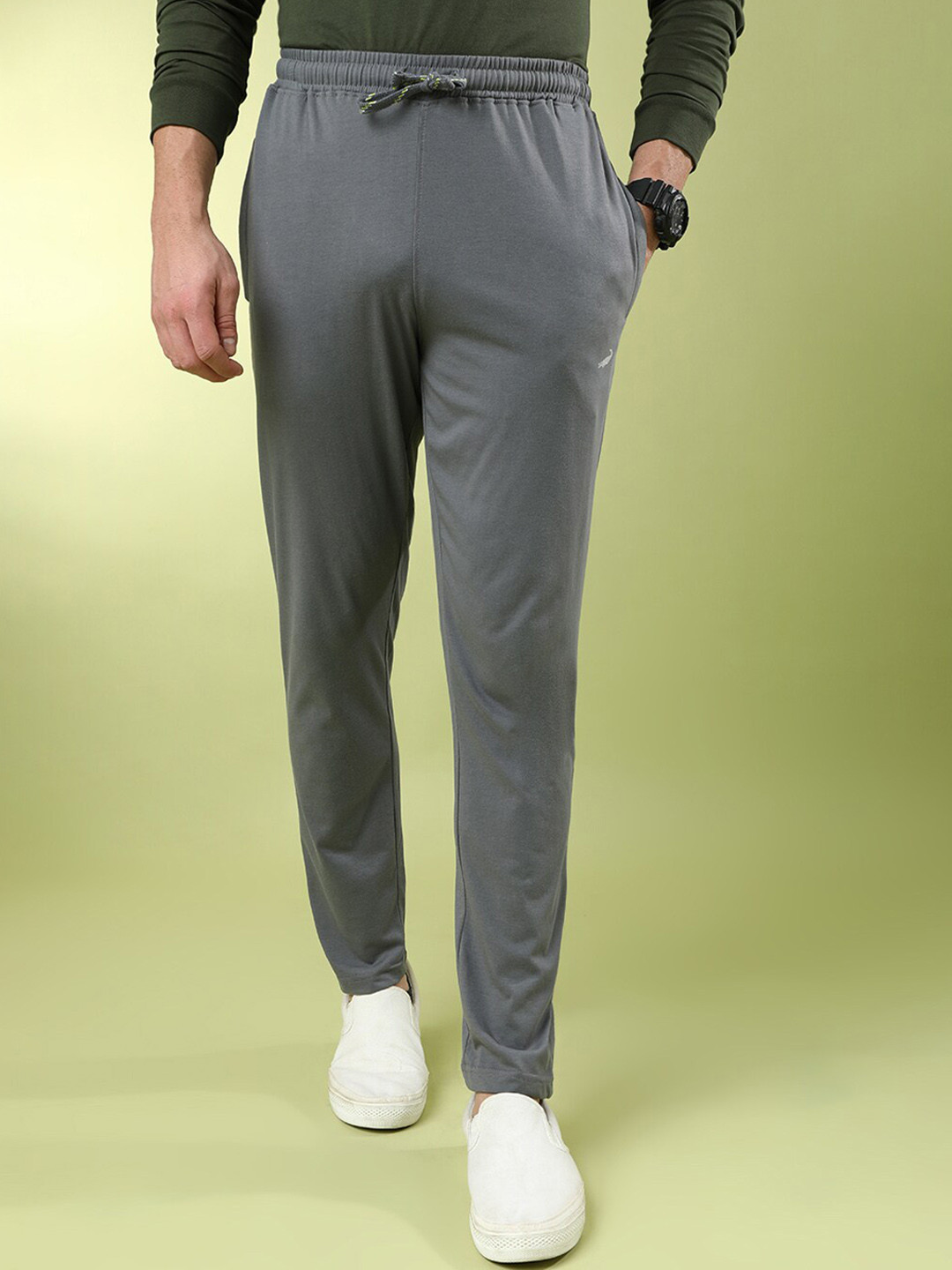 

Crocodile Men Cotton Track Pants, Grey