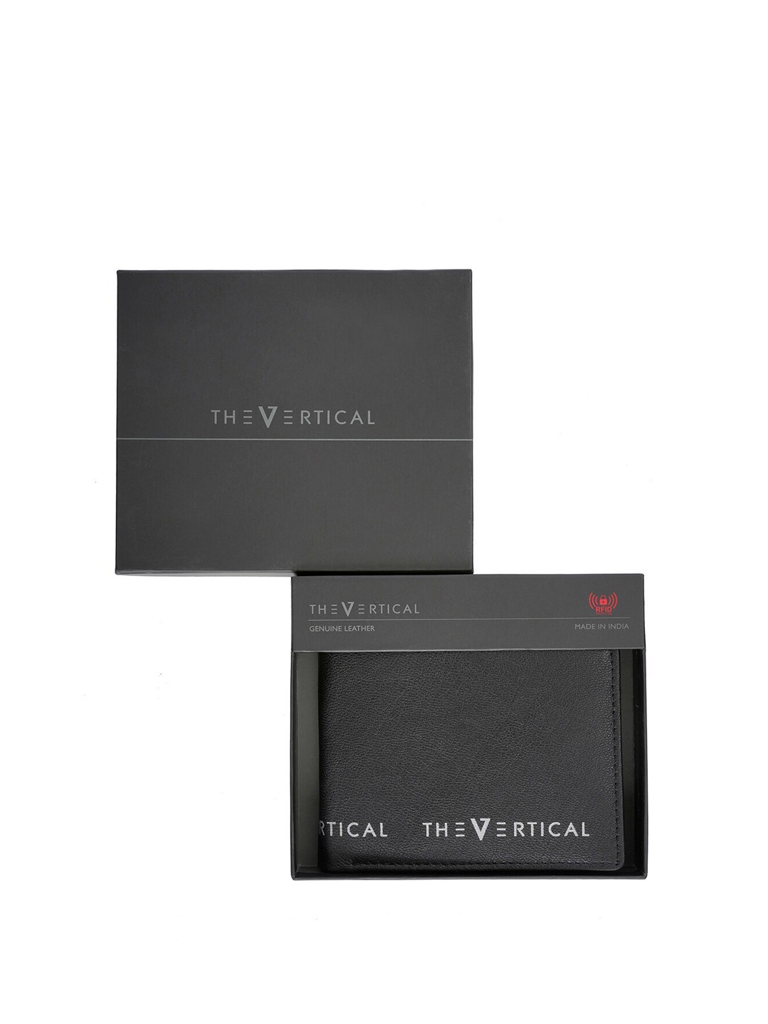 

THe VerTicaL Men Leather Two Fold Wallet, Black
