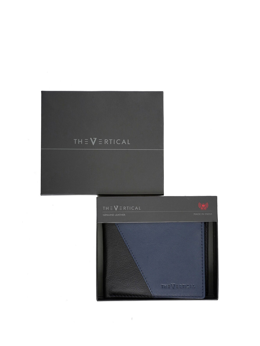 

THe VerTicaL Men Leather Two Fold Wallet, Black