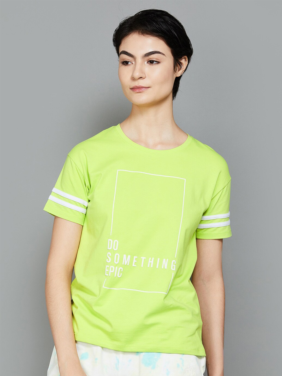

Kappa Women Typography Printed Raw Edge T-shirt, Yellow