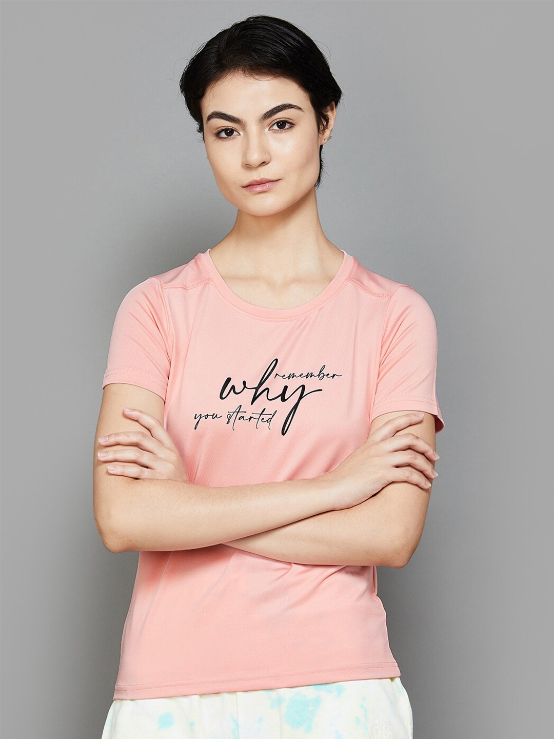 

Kappa Women Typography Printed Drop-Shoulder Sleeves Pockets T-shirt, Pink