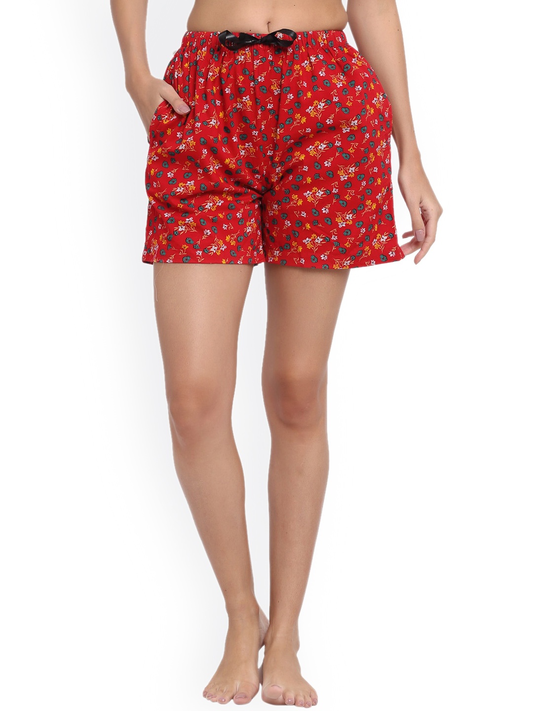 

BAESD Women Floral Printed Slim Fit Shorts, Red