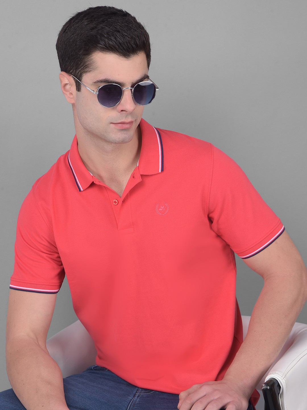 

COBB Men Polo Collar Pockets T-shirt, Pink