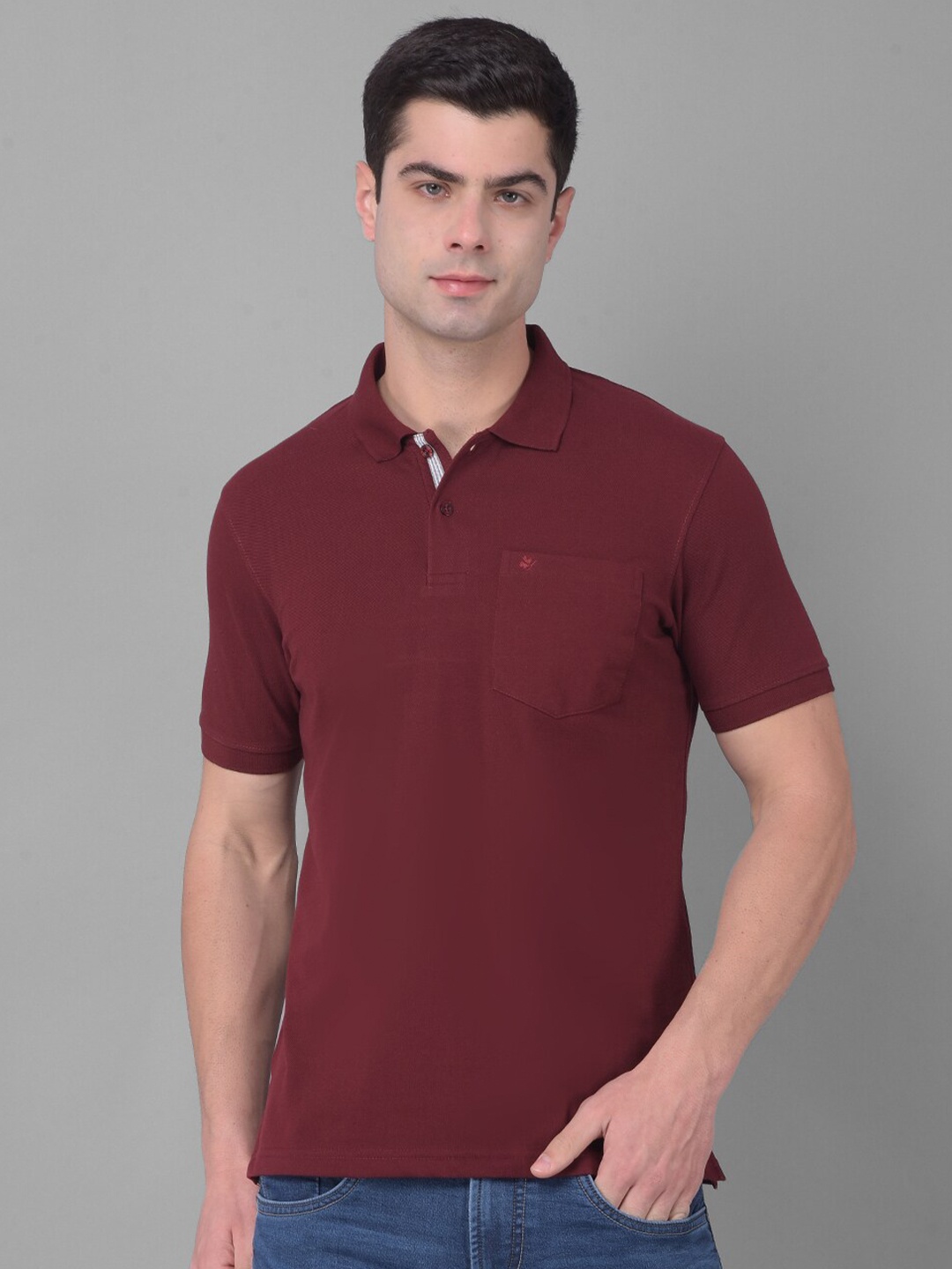 

COBB Men V-Neck Cut Outs T-shirt, Burgundy