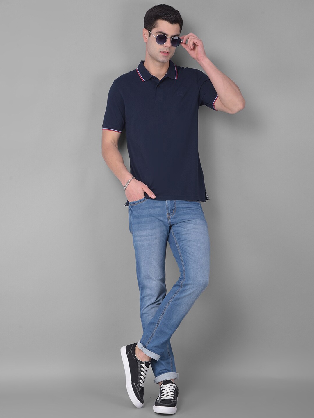 

COBB Men Polo Collar Pockets T-shirt, Blue