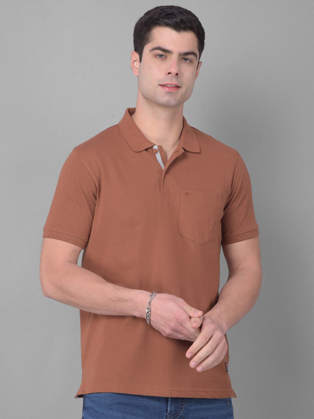 

COBB Men Polo Neck T-shirt, Brown