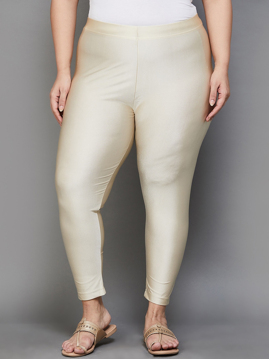 

Moiree by Lifestyle Plus Size Ankle Length Cotton Leggings, Gold