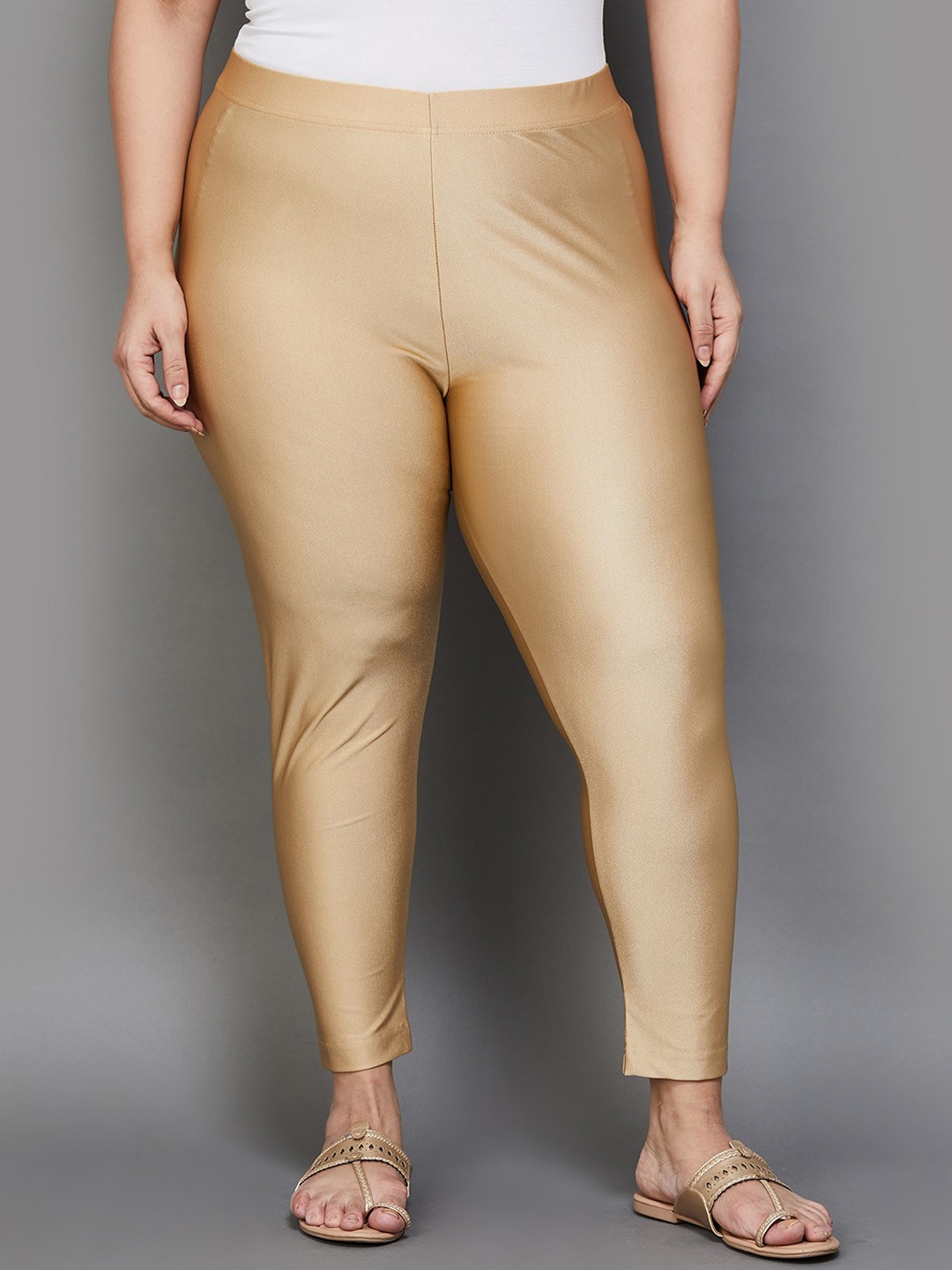 

Moiree by Lifestyle Plus Size Mid Rise Cotton Leggings, Gold