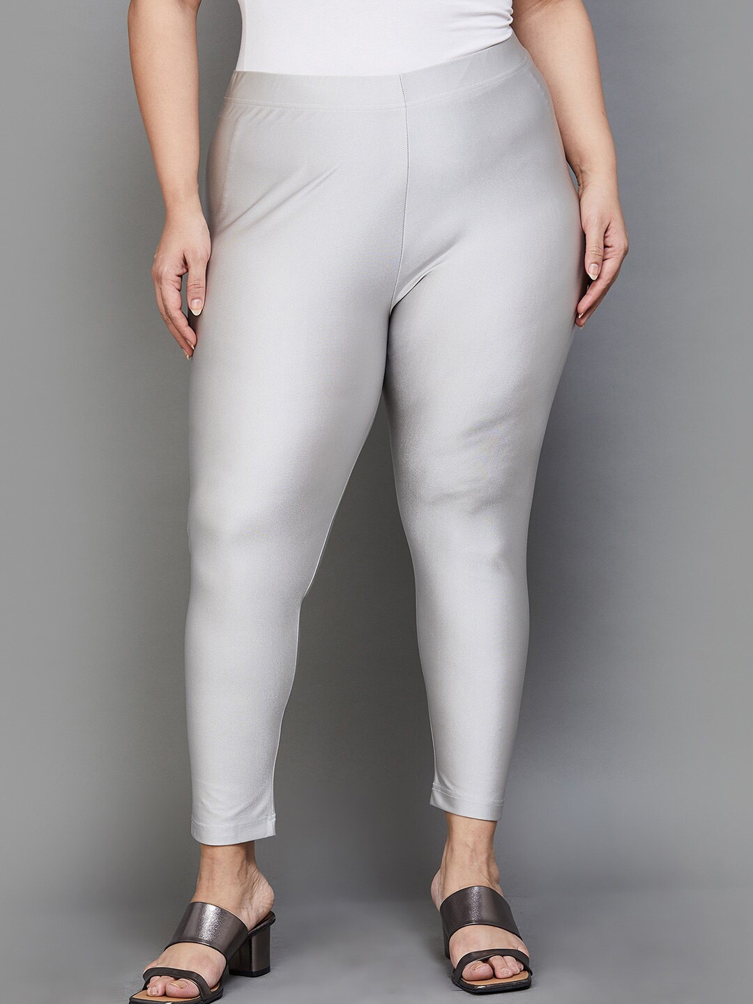 

Moiree by Lifestyle Plus Size Ankle-Length Cotton Leggings, Silver