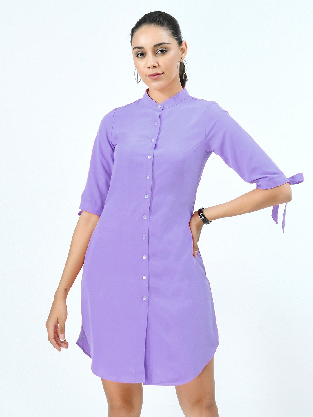 

V&M Crepe Shirt Dress, Lavender