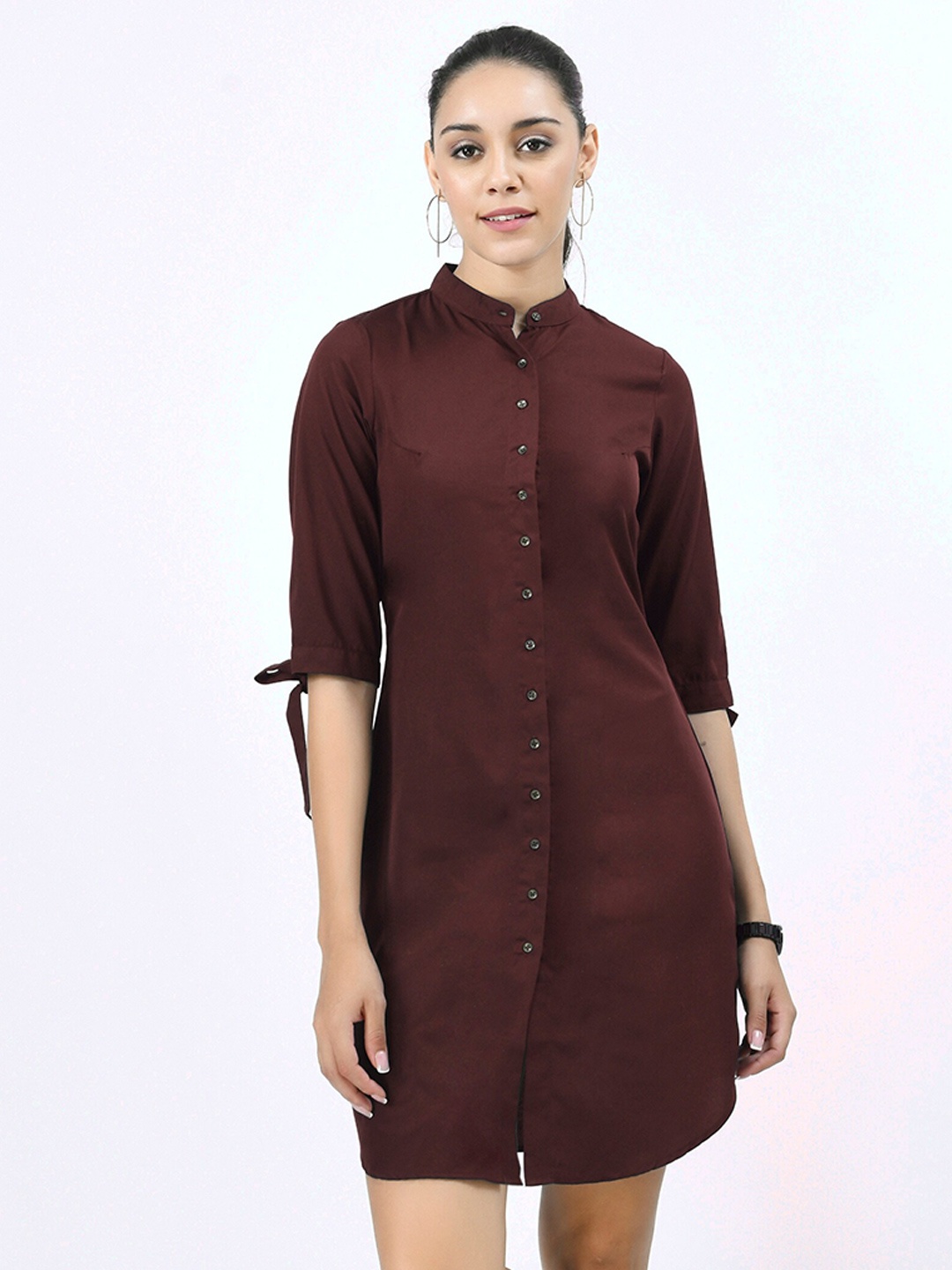 

V&M Crepe Shirt Dress, Maroon