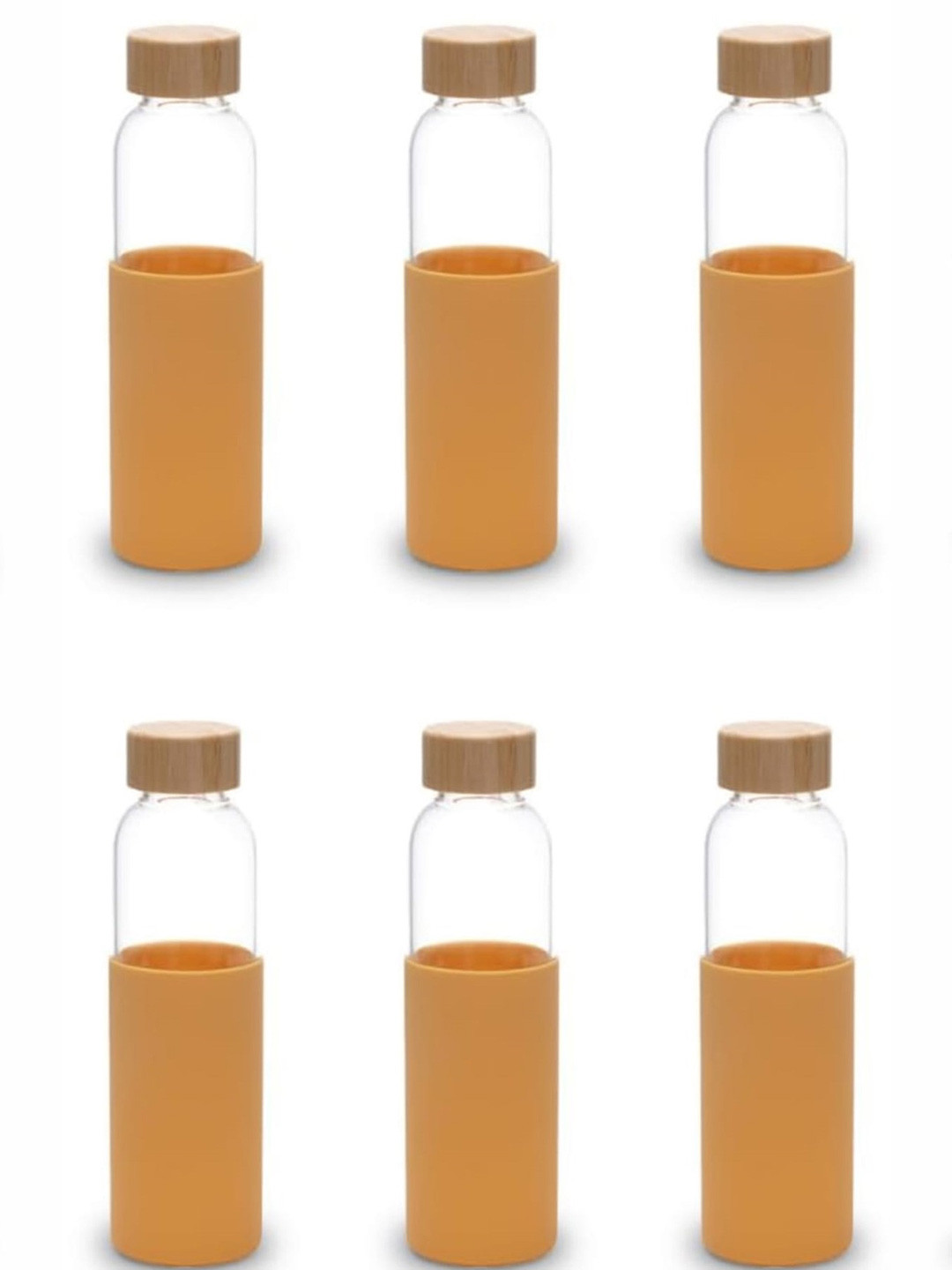 

UMAI Yellow 6 Pieces Glass Water Bottles 550ml Each