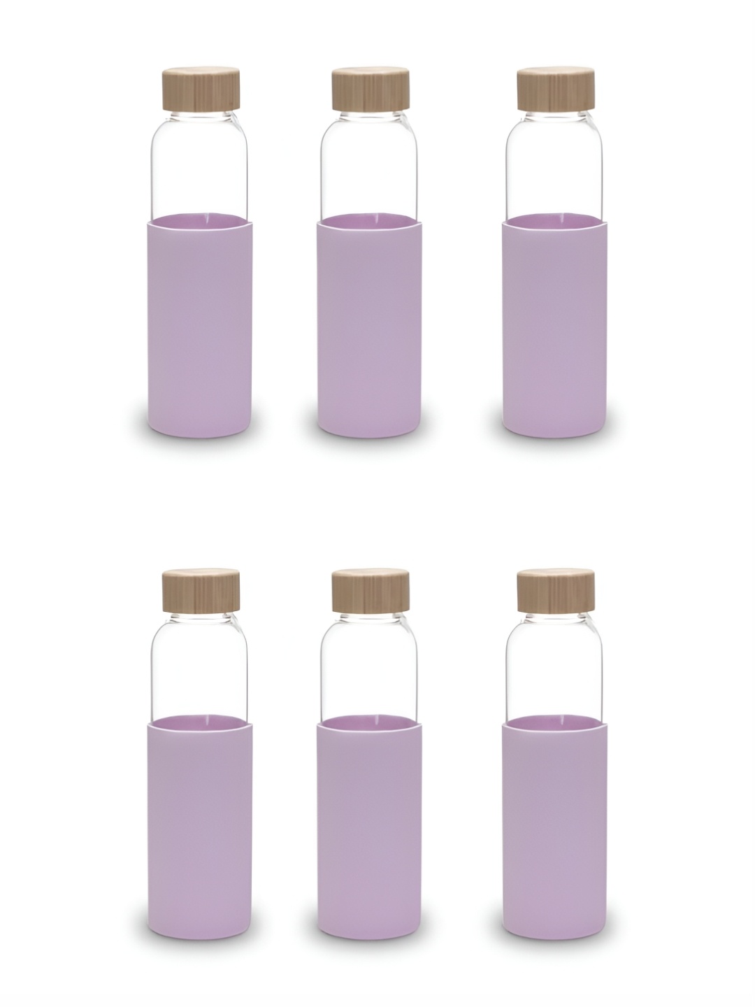 

UMAI Purple & Transparent 6 Pieces Glass Water Bottles 550ml Each