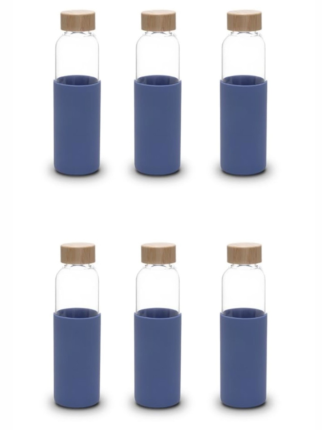 

UMAI Blue 6 Pieces Glass Water Bottles 550ml Each