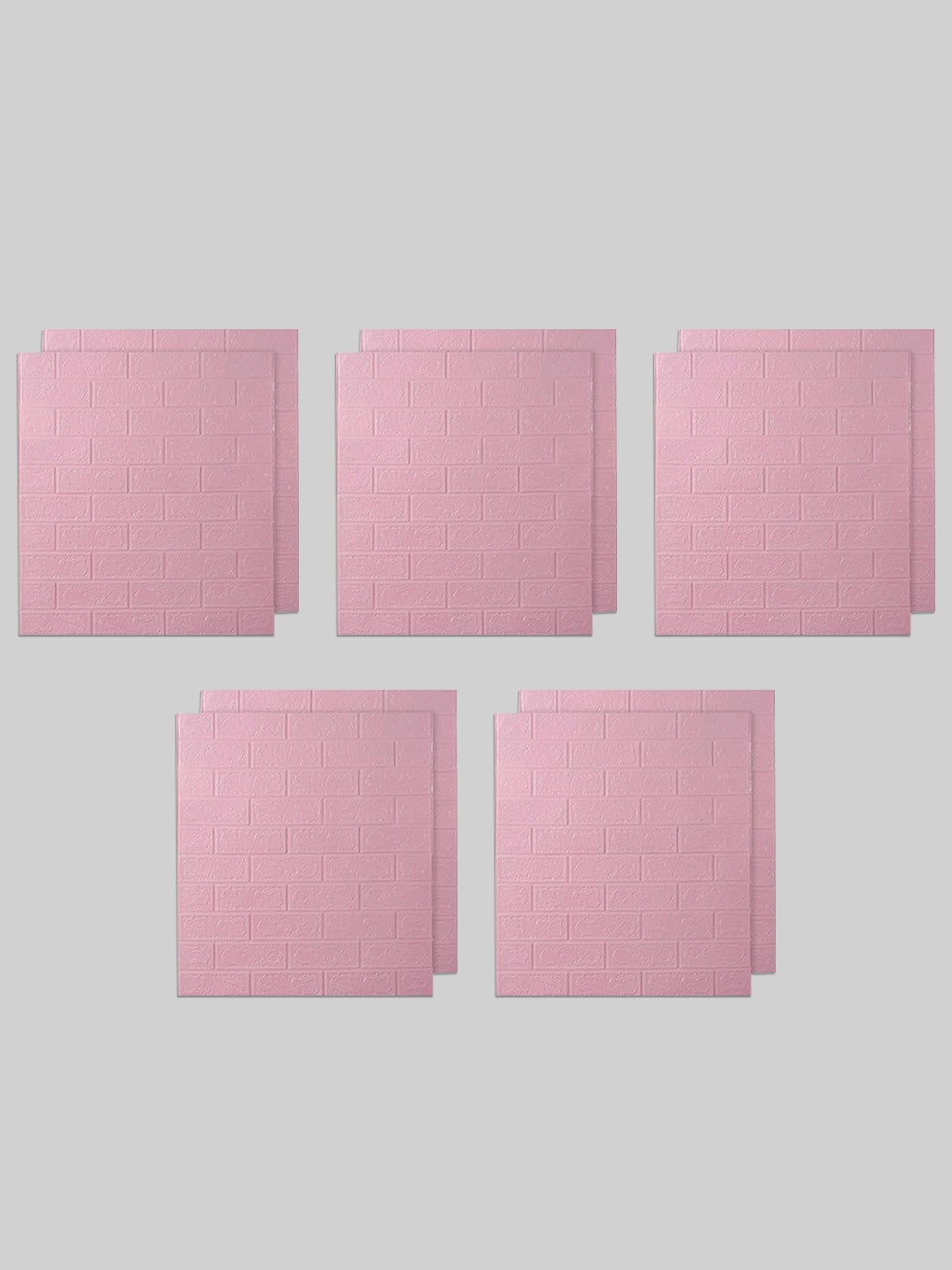 

Kuber Industries Pink 10 Pcs Textured Self-Adhesive Brick 3D Wallpaper